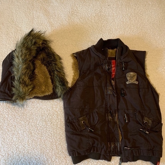 𝅺edc by Esprit Vest w/ Hood Faux Fur Lined Sz SM - Picture 7 of 8